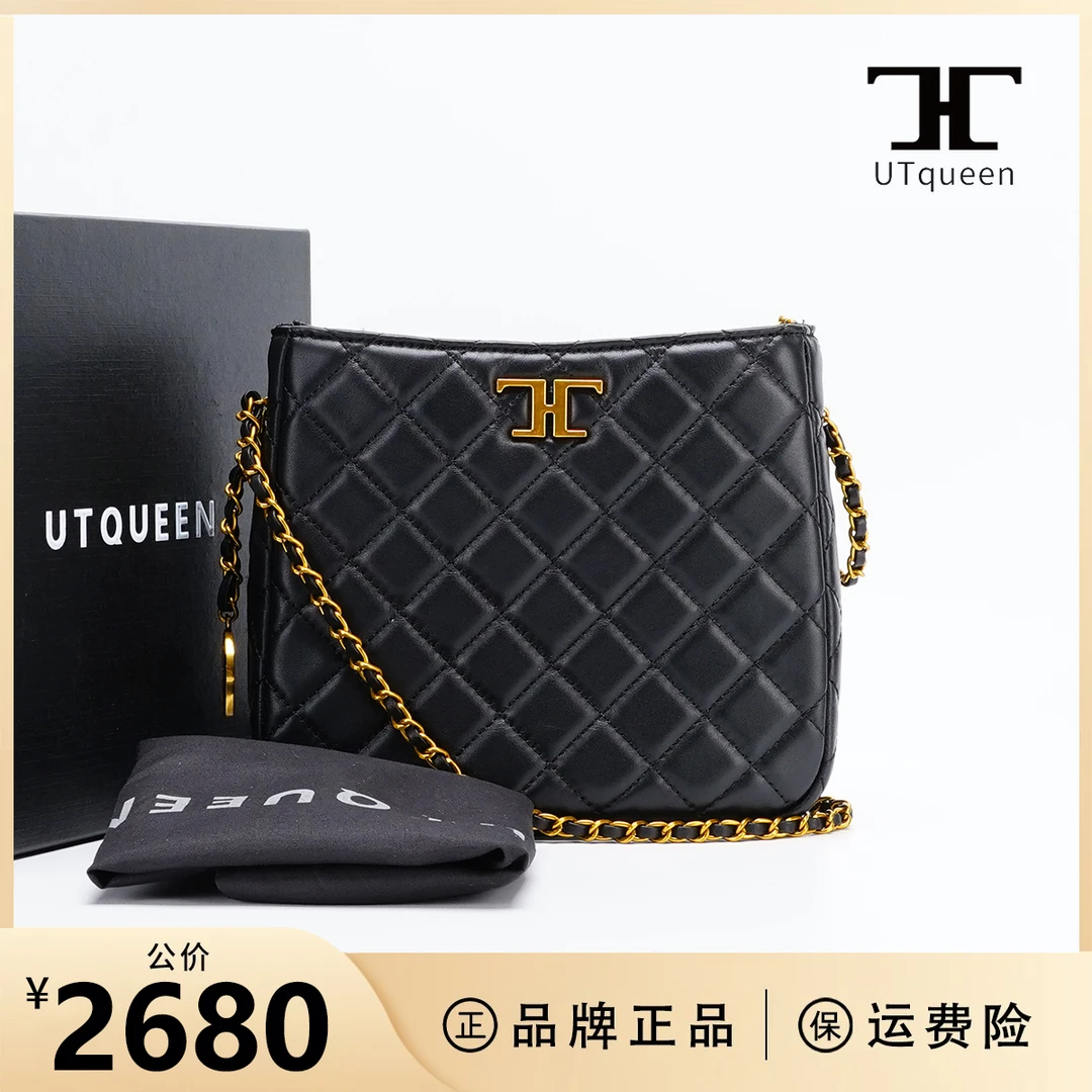 UTqueen Carryme 金球托特包菱格纹单肩斜挎黑金