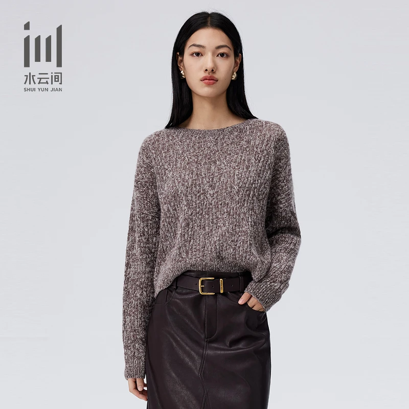 水云间女装圆领套头宽松柔软针织衫慵懒毛衣2024秋季新款12440386
