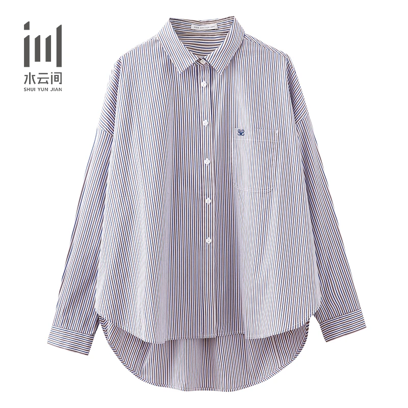 【6.29直播立减】通勤简约条纹休闲宽松长袖衬衫24秋12431047