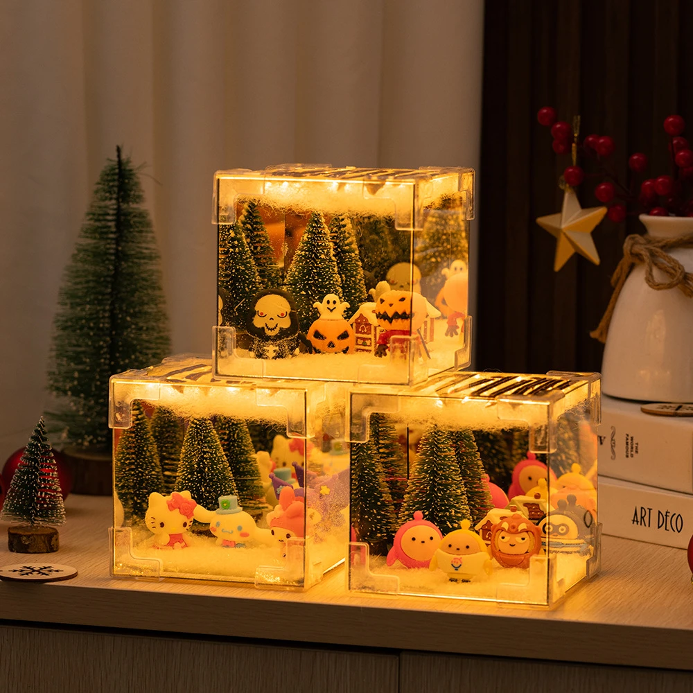 圣诞节礼物圣诞魔方小夜灯diy圣诞节派对装扮万圣节魔方镜子小夜