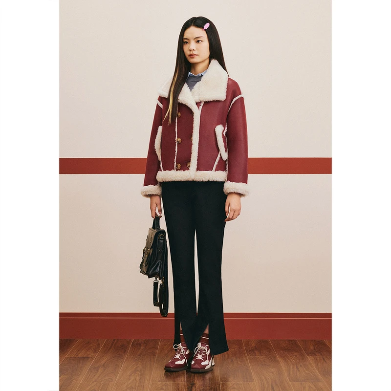 PSALTER/诗篇冬休闲撞色小香风复古宽松加绒气质短外套6C33510230