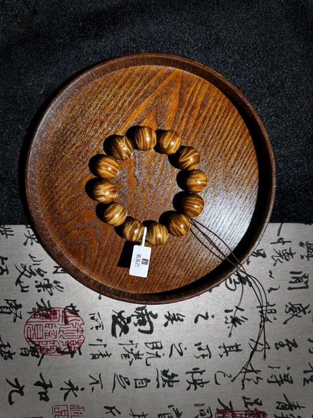 金丝楠木-四川小叶桢楠 老料满闪电纹2.0手串