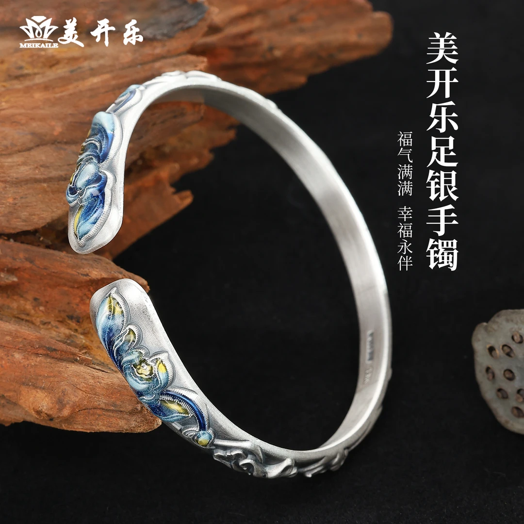 足银手镯 357SZ足银复古古风定制手镯传承纯银手工时尚经典组合
