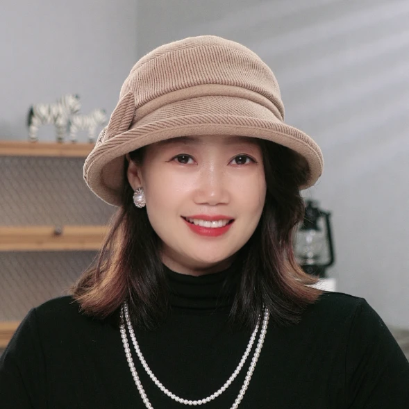 帽子2023年爆款女冬季显脸小时尚盆帽新款秋冬女士妈妈洋气渔夫帽