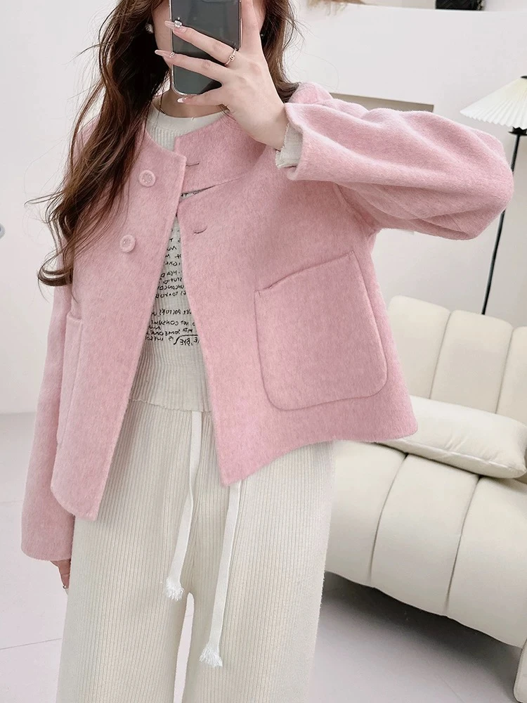 2024反季销售韩系高级感双面羊毛大衣