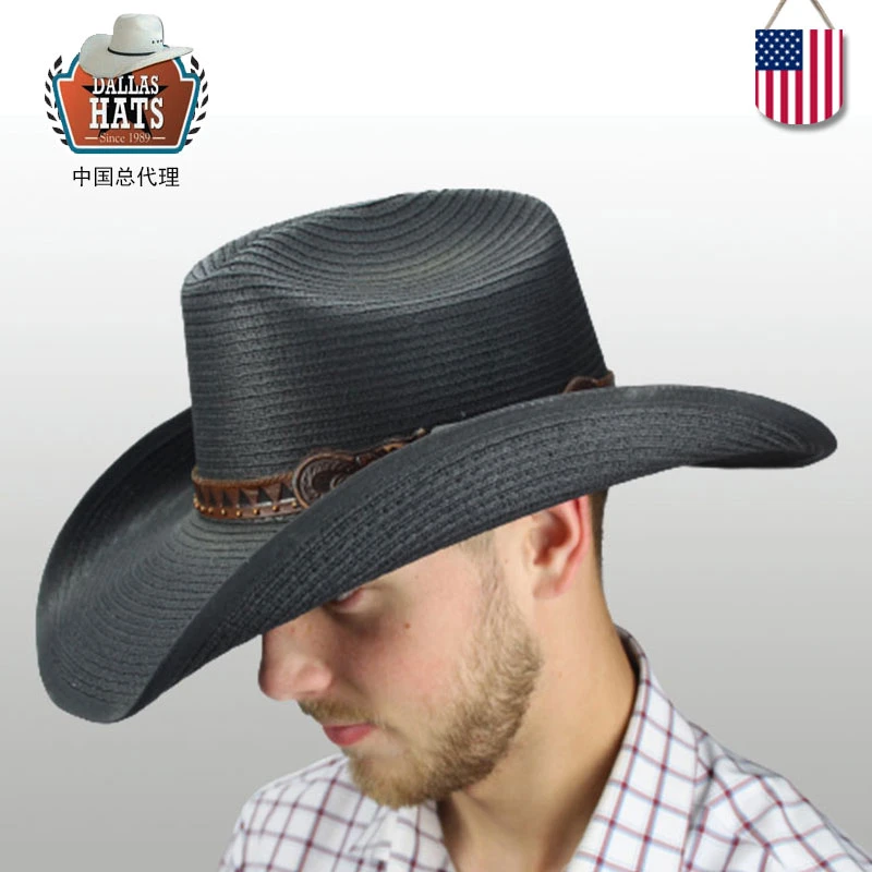 美国进口DALLAS西部牛仔帽帆布毡透气舒适西式帽男女款酷靓