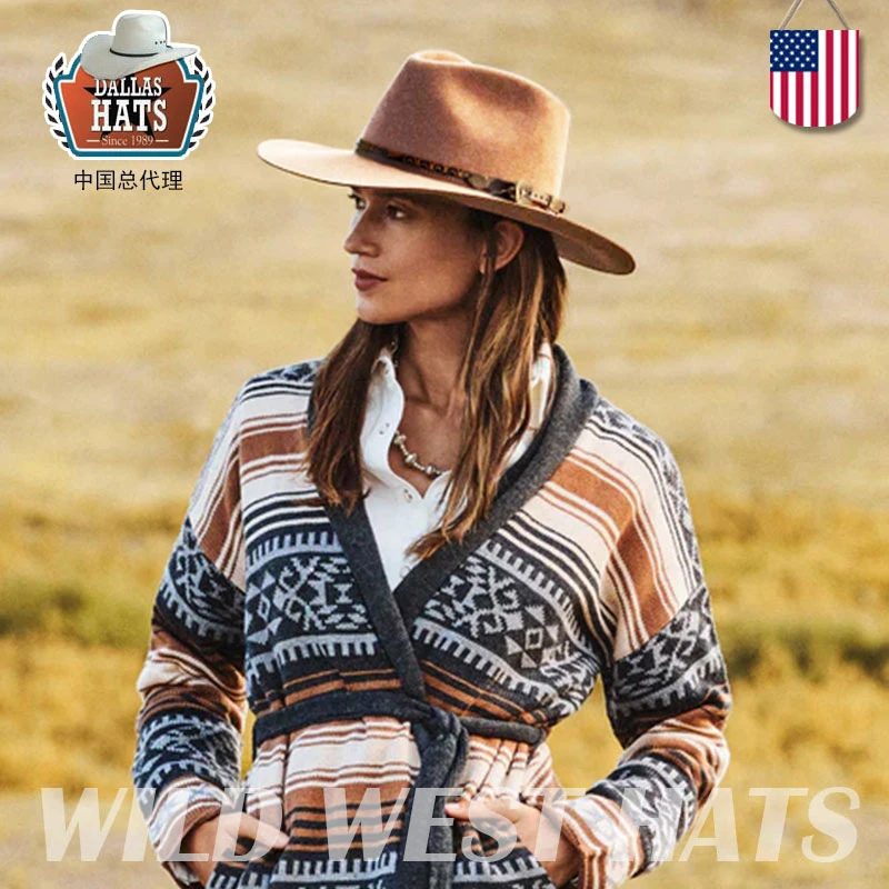 美国进口DALLAS羊毛软毡西部牛仔帽骑男女西式马帽黄石同款藏礼帽