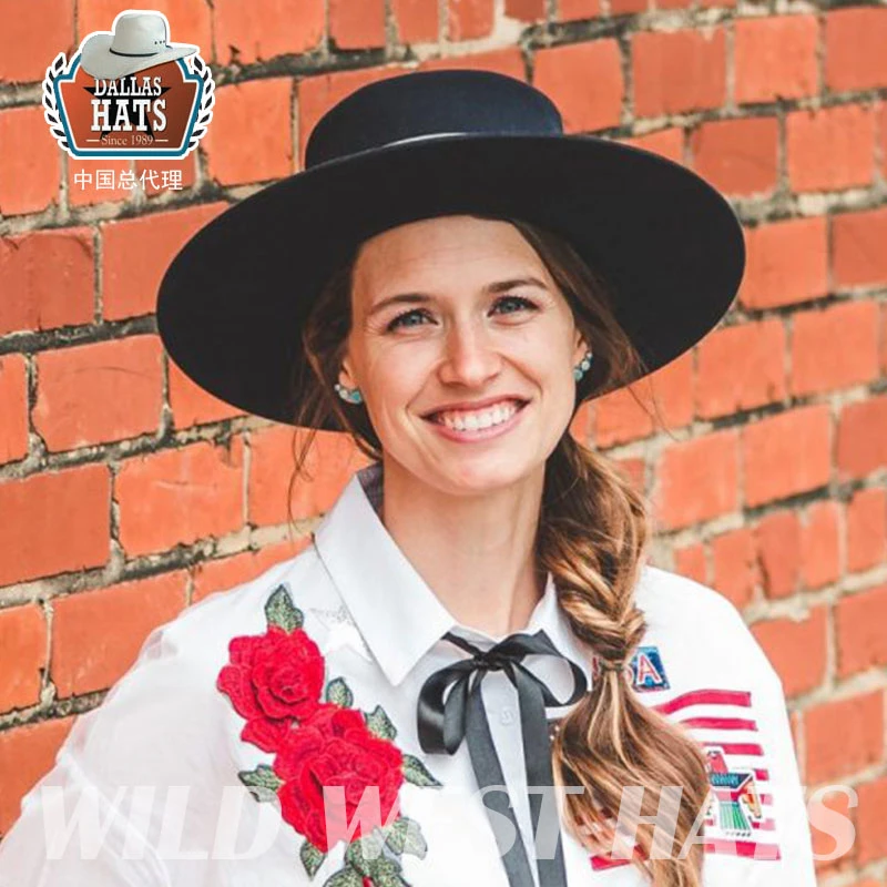 美国进口DALLAS西部牛仔帽帆布毡平沿西式帽男女款酷靓