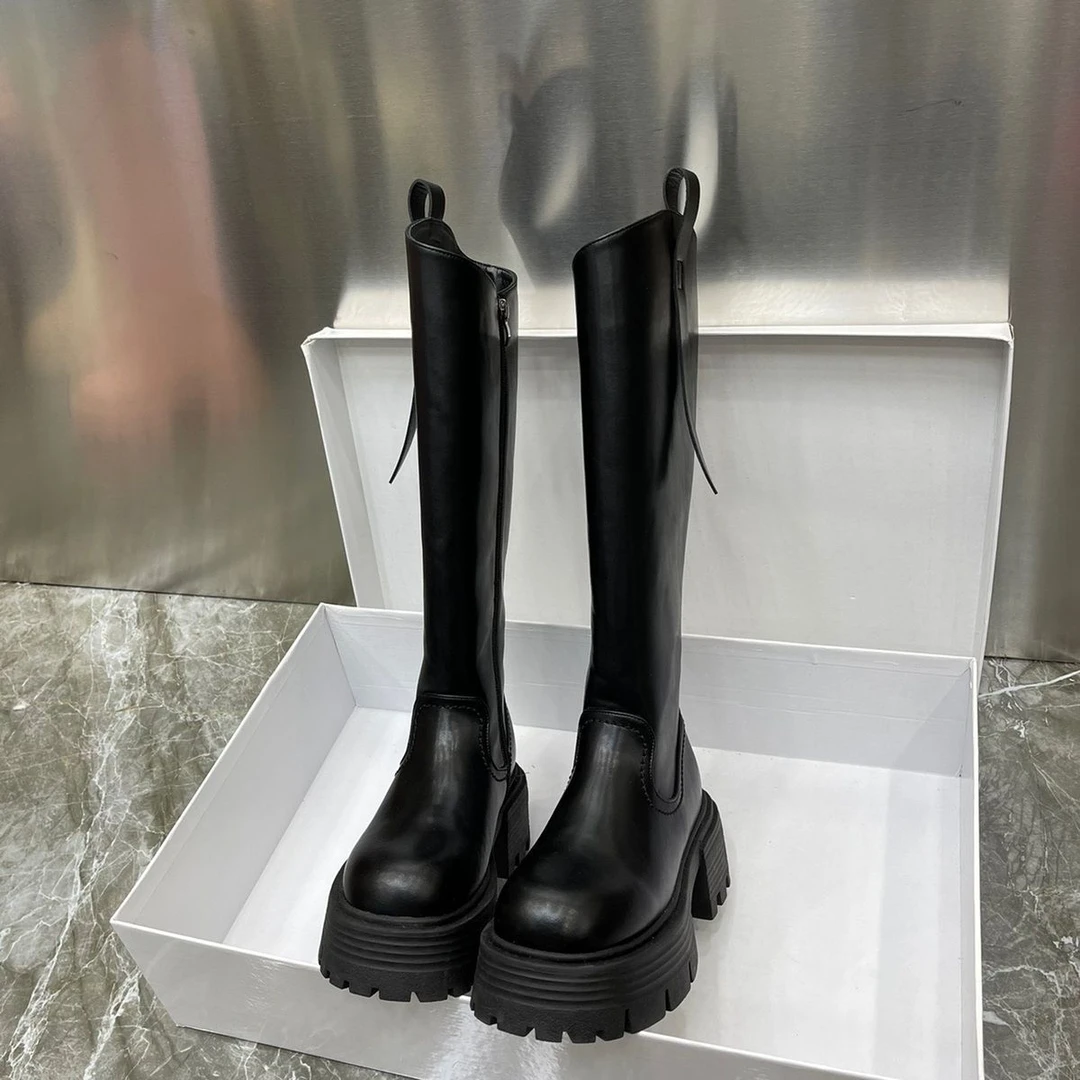 雪地靴女款靴子增高厚底显瘦小众不过膝骑士高筒雪地靴女款马丁靴