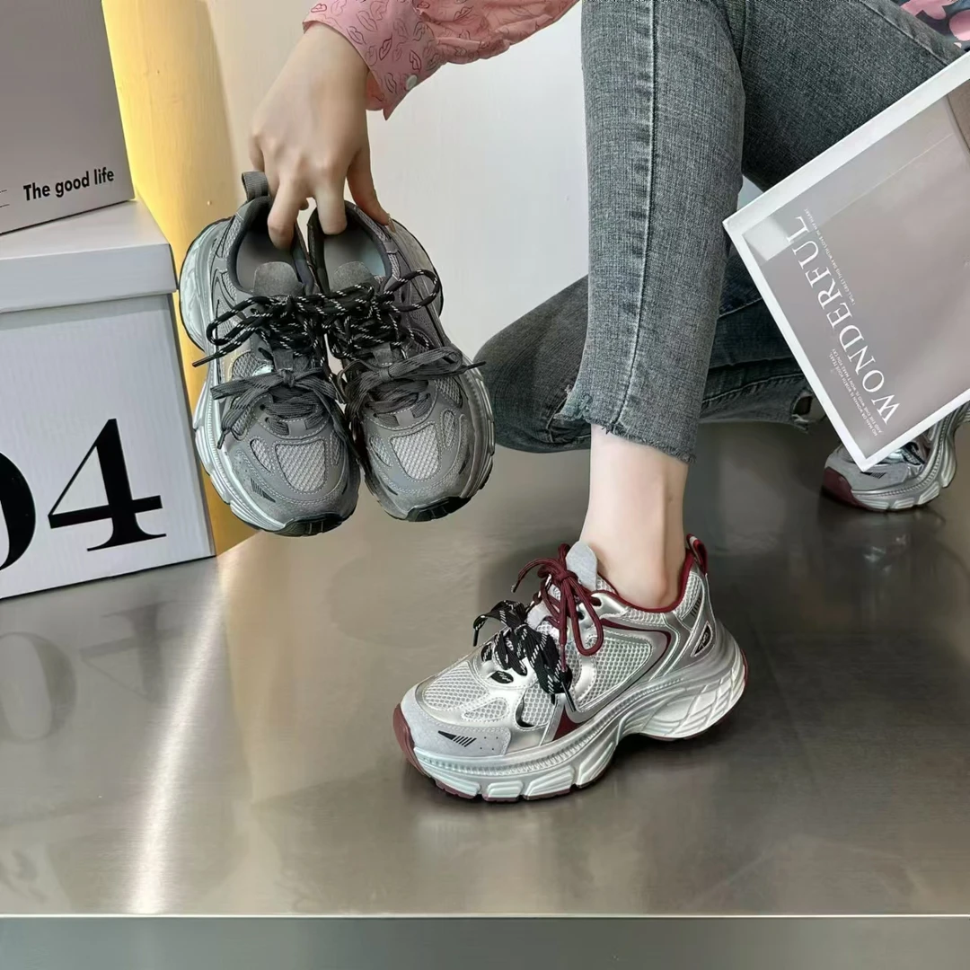 厚底2024秋季新款拼色双鞋带运动老爹鞋百搭21806