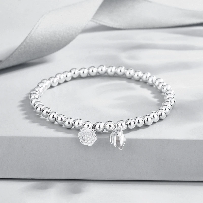 足银手链 两世欢 莲花花苞手链时尚高级感百搭个性简约清新