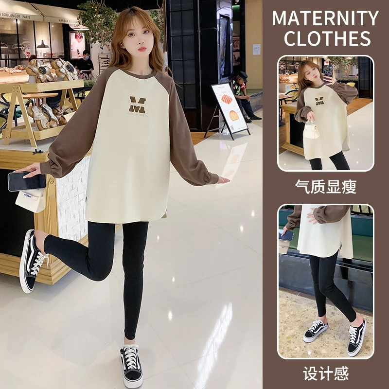 孕妇秋冬装长袖卫衣女加厚潮圆领大码宽松孕妇上衣打底衫