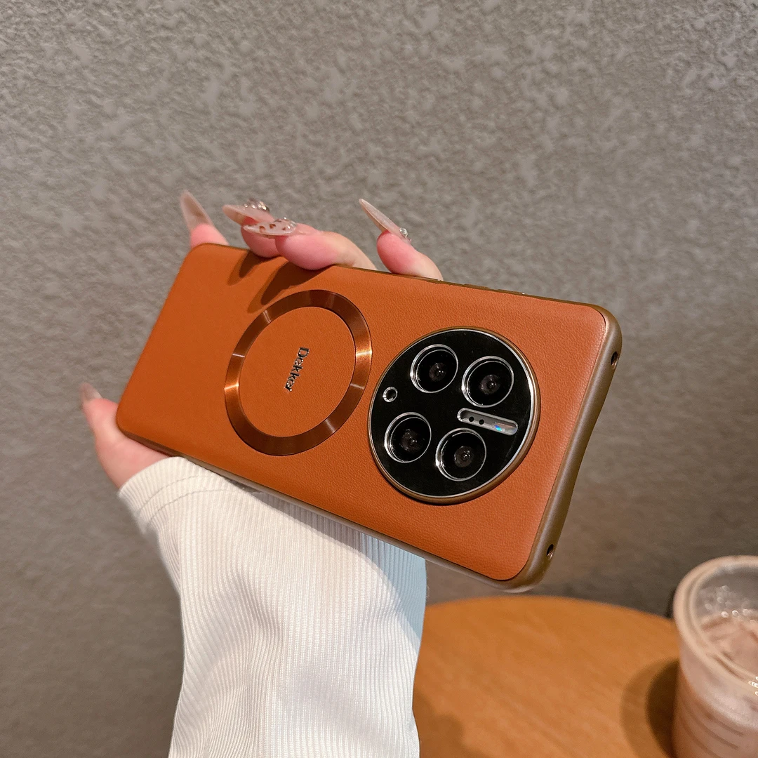 【金属磁吸圈+镜头保护】适用于华为Mate50Pro荔枝皮纹手机壳超薄