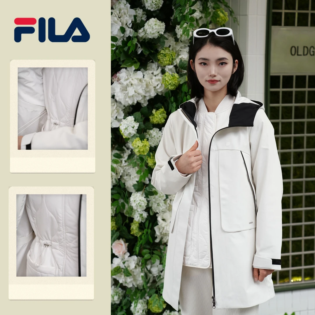 FILA/斐乐女装冬季新品休闲防风保暖厚外套连帽两件套F11W513701F