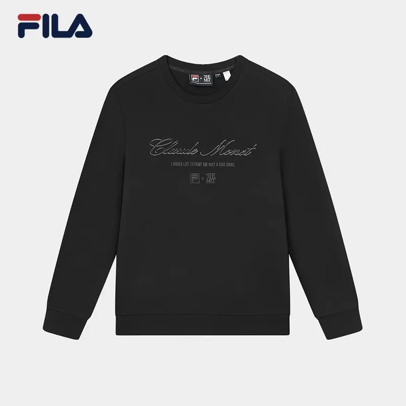 Fila/斐乐男【莫奈联名系列刺绣】运动秋冬圆领套头卫衣F11M348203F