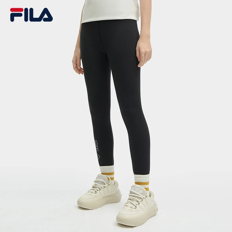 FILA/斐乐【包容性】24春款女装鲨鱼裤高弹运动瑜伽裤黑F11W419601F