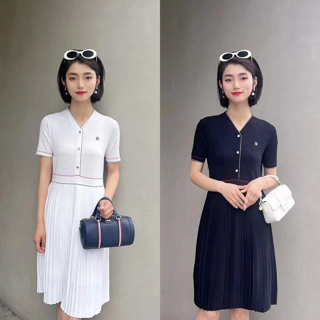 Fila/斐乐女装新款经典商务【V领收腰】舒适出游穿搭F11W331313F