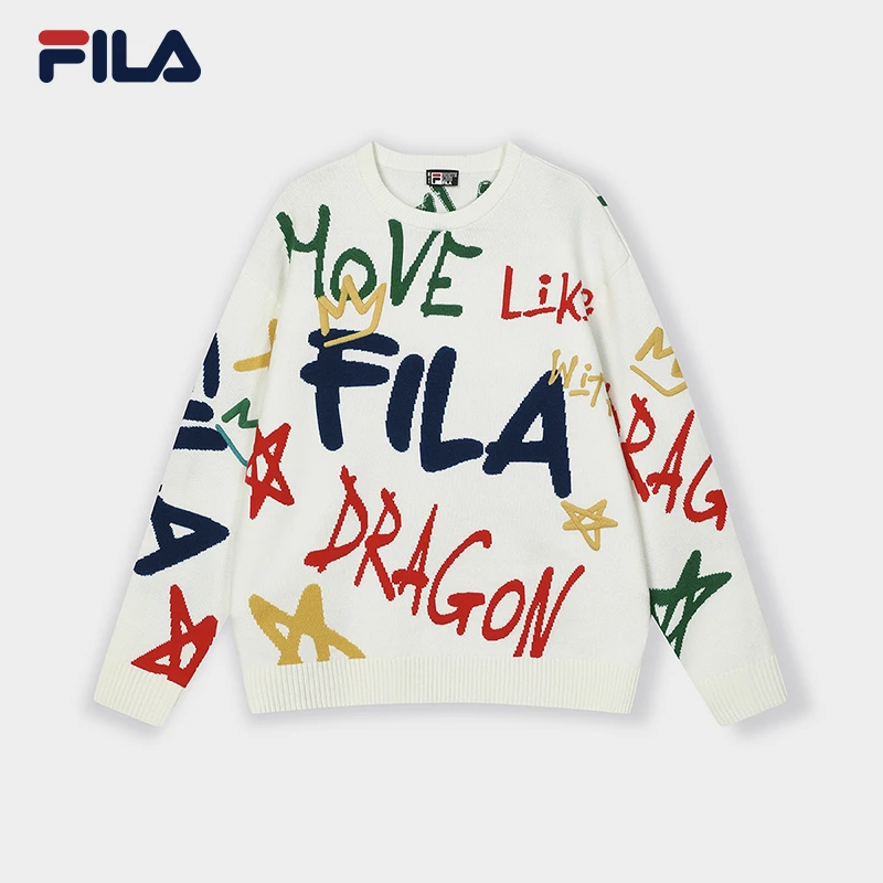 FILA/斐乐龙年情侣高端针织加厚套头衫冬女装红毛衣F11U419402F