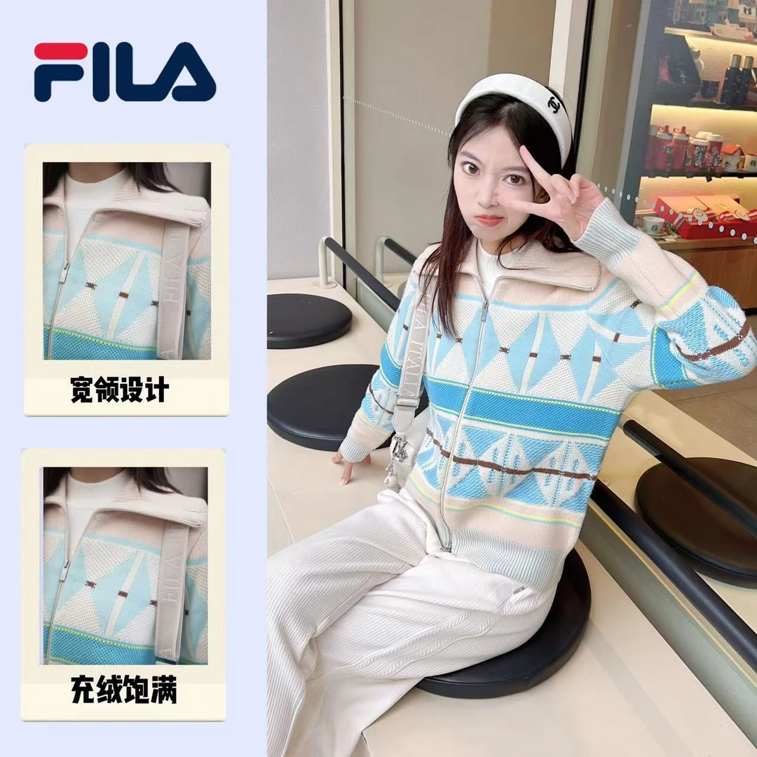 FILA/斐乐【绵羊毛】外套绿宝石女子时尚休闲编织长袖F11W414403F