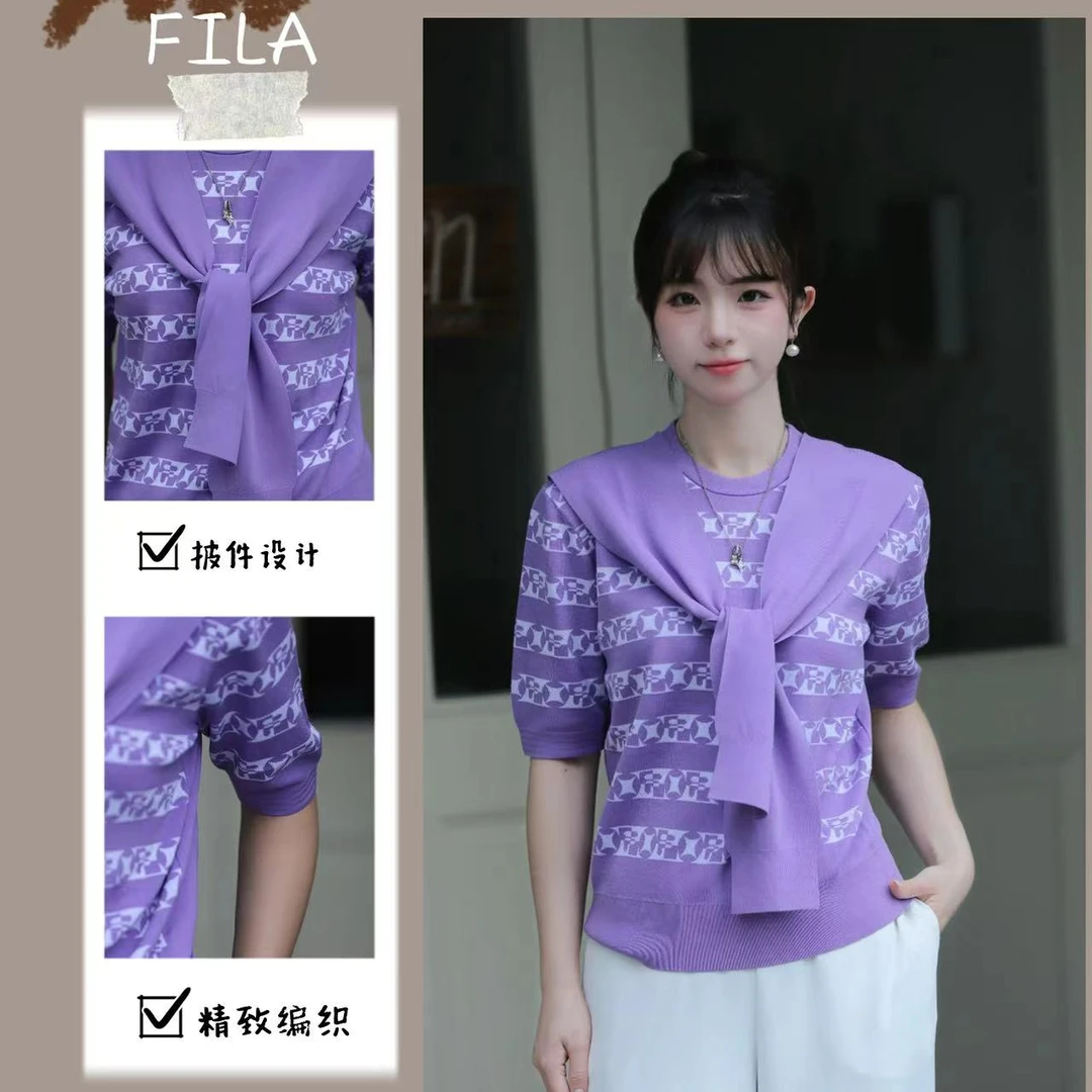 FILA斐乐24女装EMERALD女子简约圆领编织衫秋季尤莱特F11W434407F