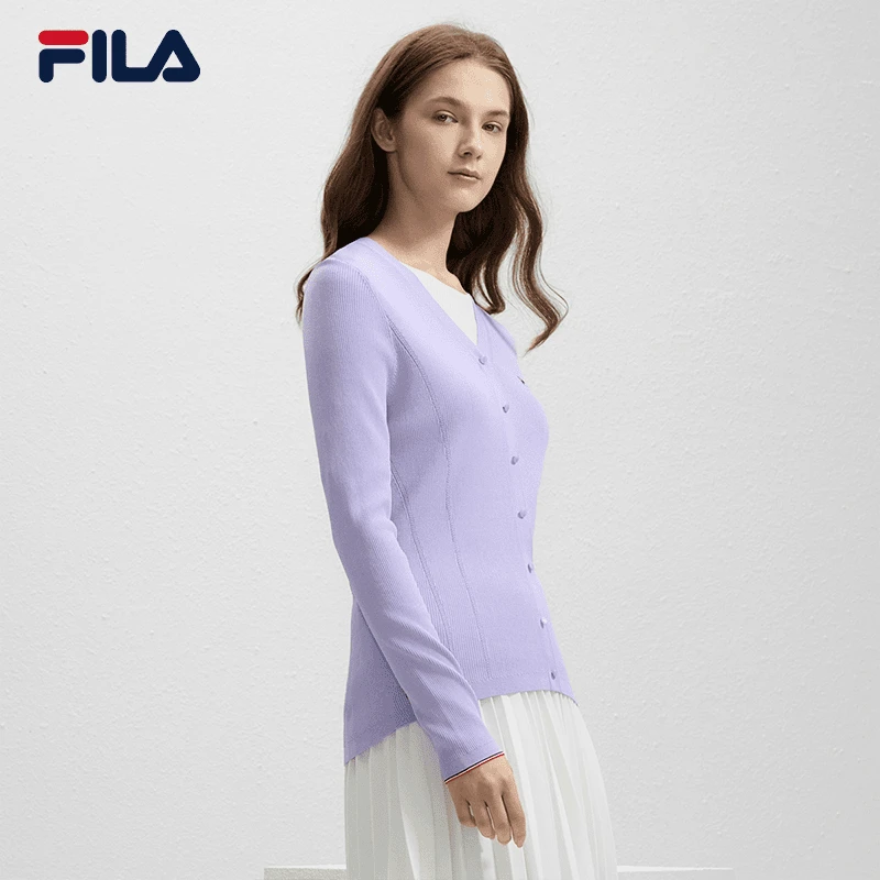 FILA/斐乐女装新款经典舒适时尚百搭休闲商务编织开衫F11W431408F