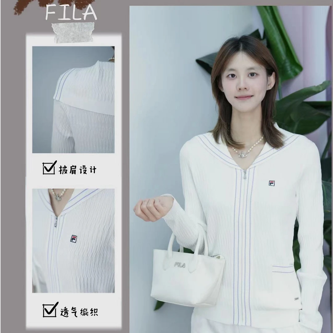 FILA/斐乐女装【杨幂同款】气质修身翻领外套海军领开衫F11W431410F