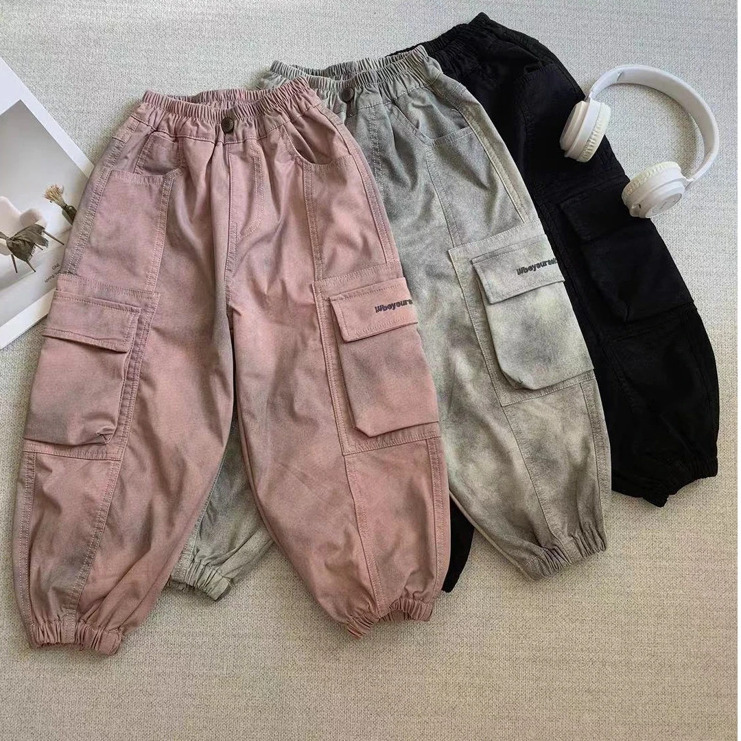 【86503】秋季新款男同女童中性时尚潮流百搭宽松工装风休闲裤