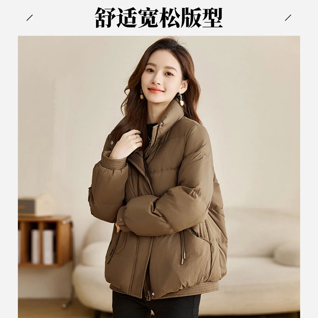 立领短款棉服女2025秋冬新款小个子宽松时尚外穿加厚小外套