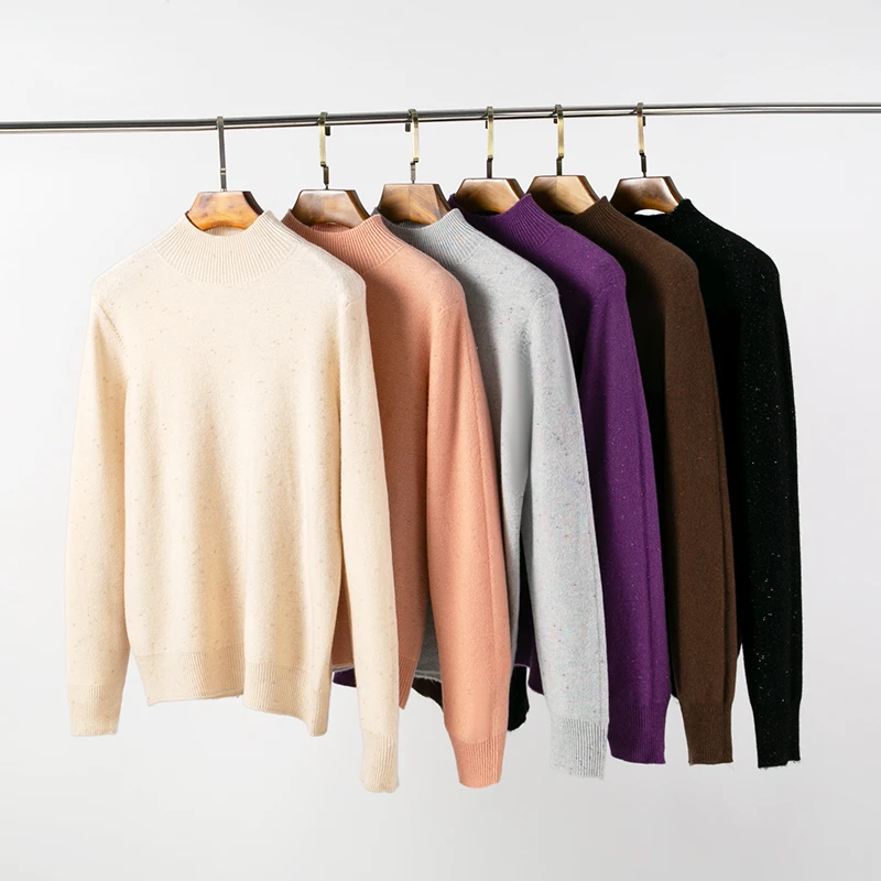 秋冬新款100羊毛时尚半高领保暖加厚打底百搭套头针织衫MSY6167