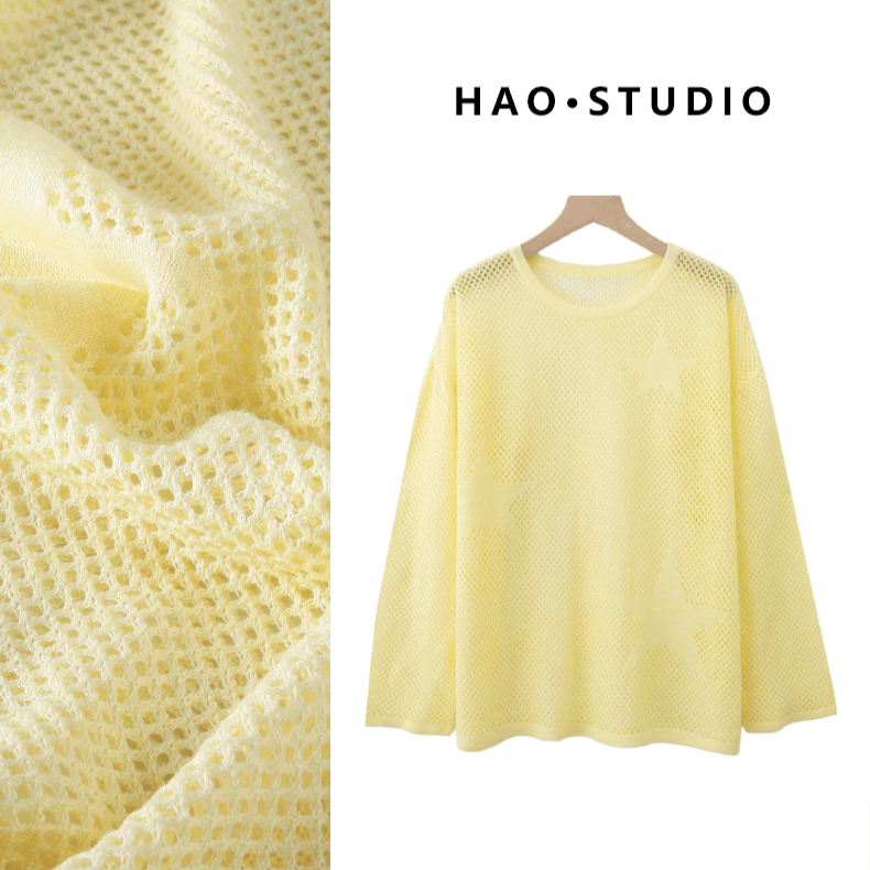 夏季新款五角星镂空长袖套衫JJ24300