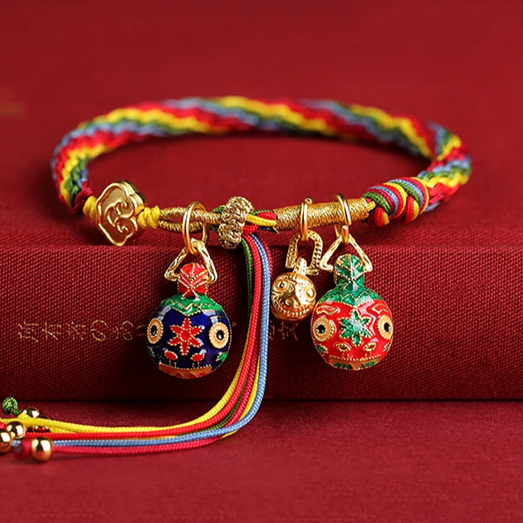 铜合金手链 编织五彩绳吞金兽轮回手链一家三口手绳宝宝情侣礼物