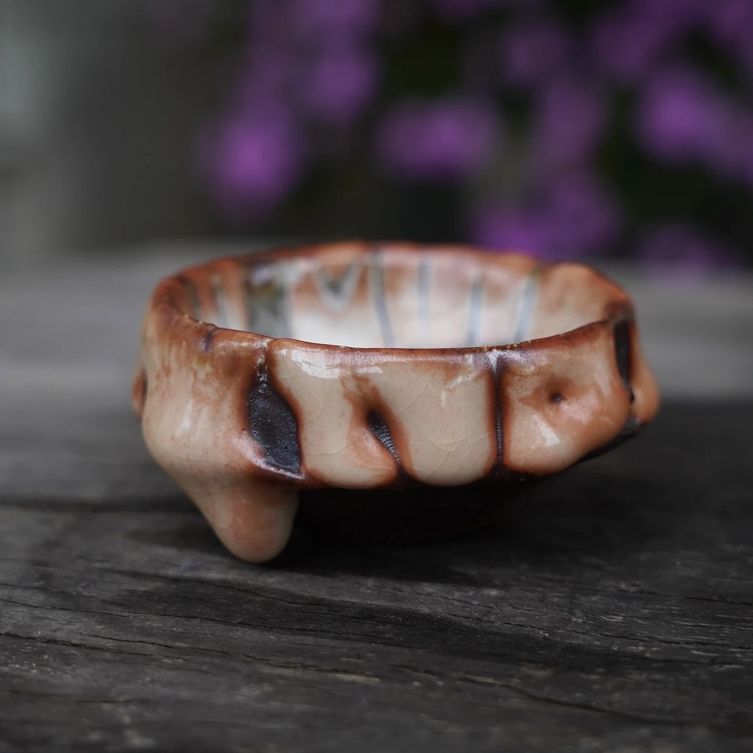 台湾手作志野柴烧主人杯陶杯茶杯落灰