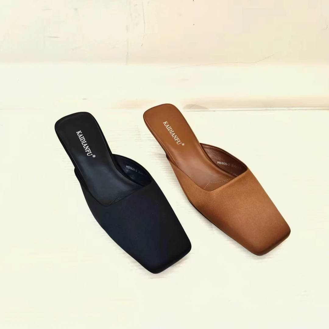 女鞋；909-3方头简约拖鞋