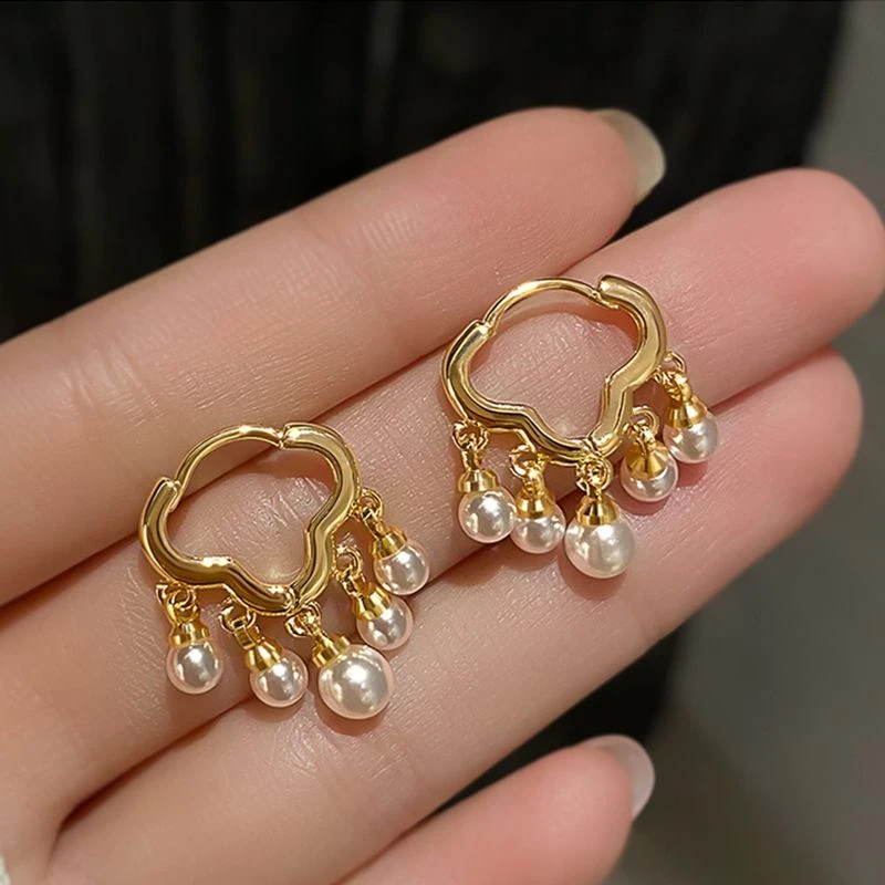 云朵流苏珠珠吊坠耳环女潮精致超仙高级感耳扣