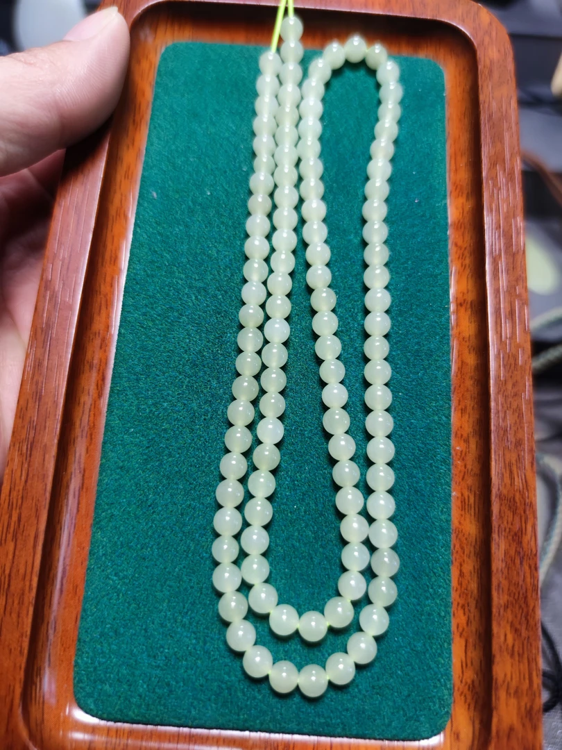 天然新疆和田玉108珠串珠链