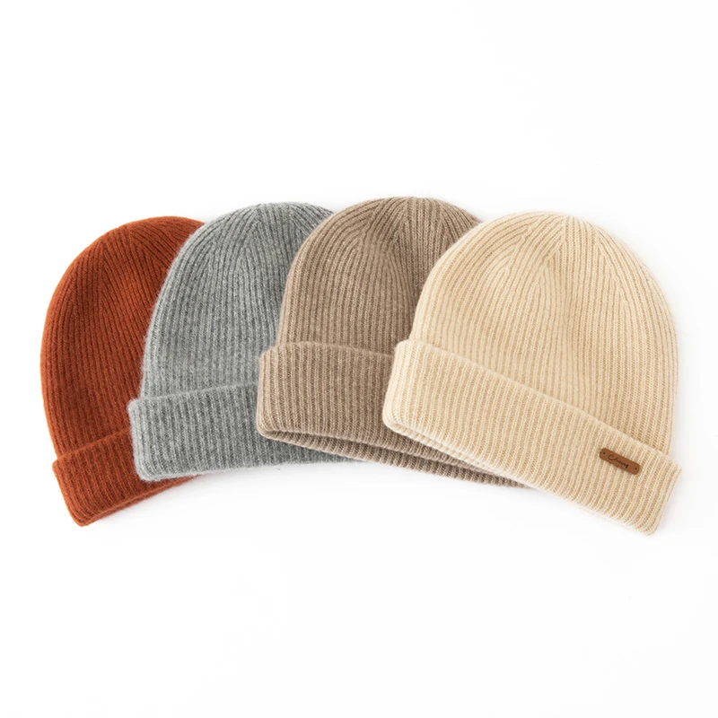 秋冬新款一线成型山羊绒帽子男女同款双层加厚保暖百搭包头堆堆帽