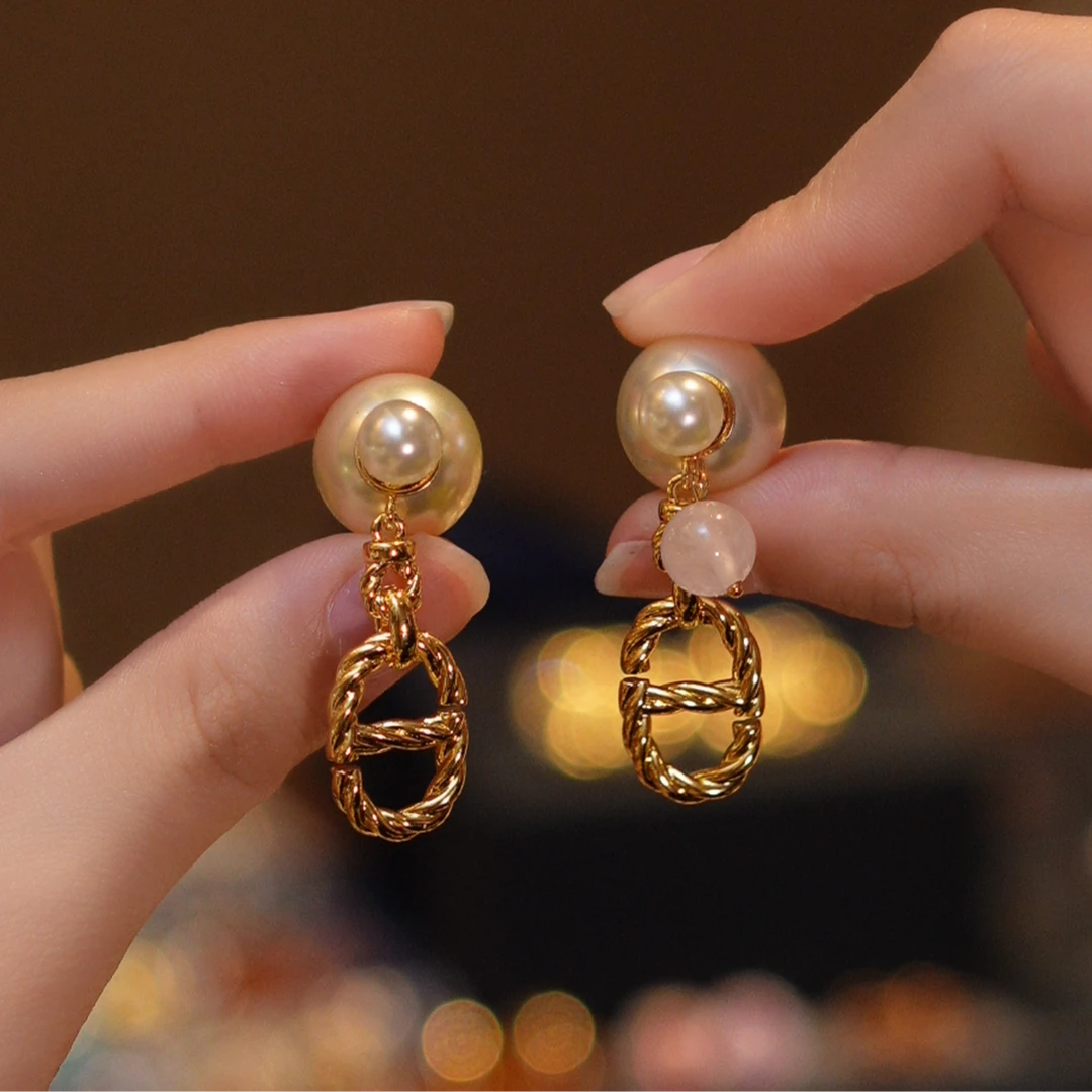 水晶猪鼻麻花吊坠耳钉HTJF0098