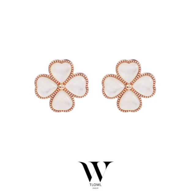 贝母四叶爱心耳钉HTZ0058