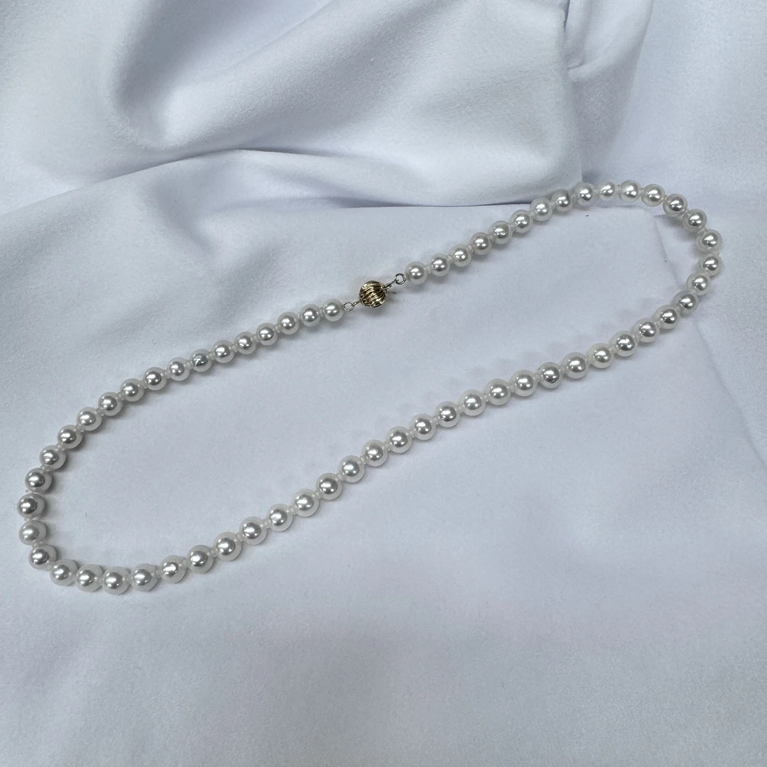 （毕业）淡水珍珠项链7-8mm（实际点位6.2-7.5）经典百搭14K金镶嵌