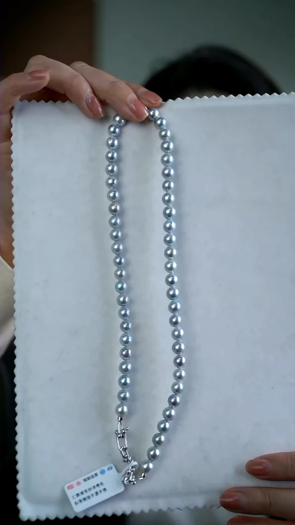 【闪购商品】海水珍珠项链银S925镶嵌7-8mm
