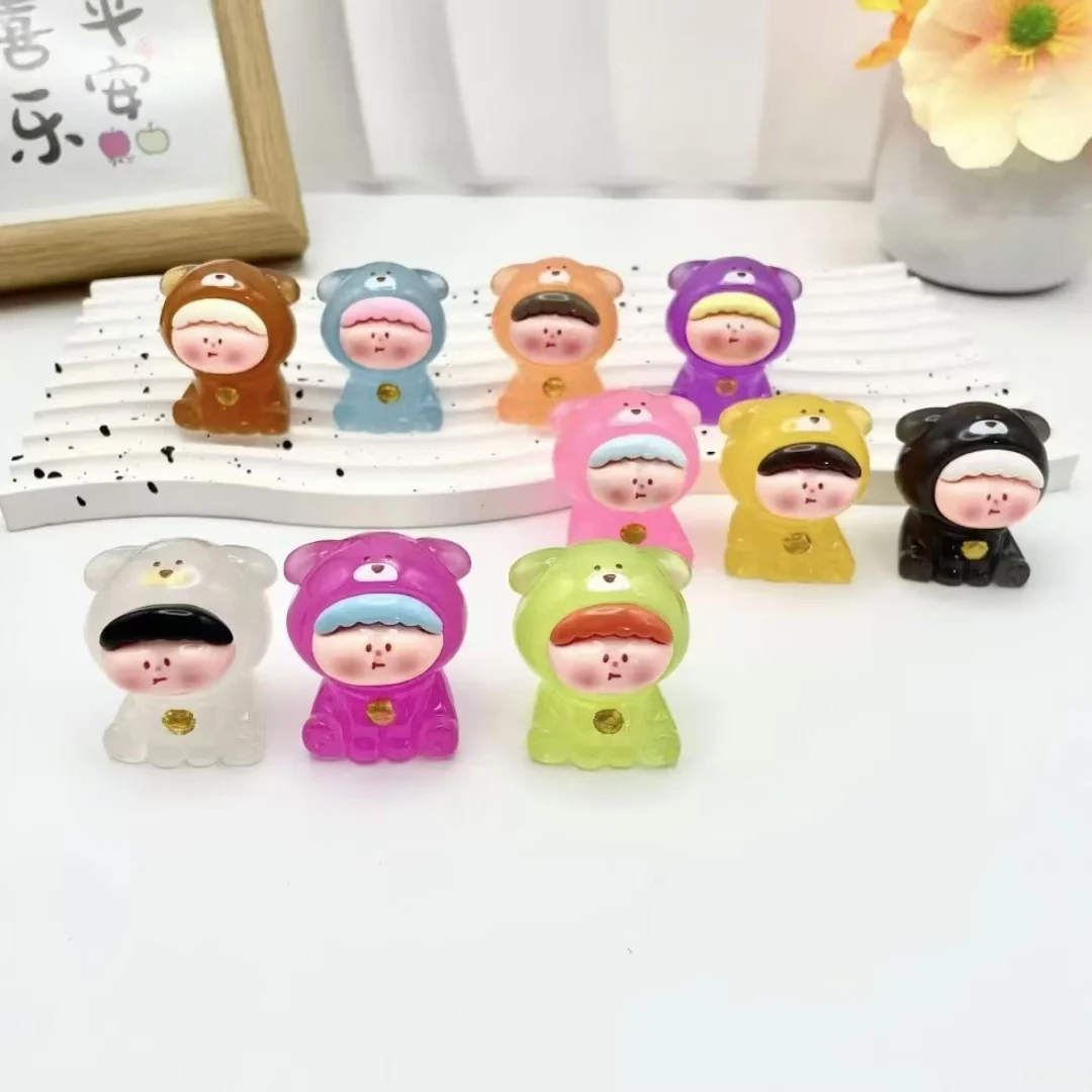 【现场拆袋】小熊莉莉丝可爱卡通DIY萌粒李四树脂配件夜光盲盒摆件