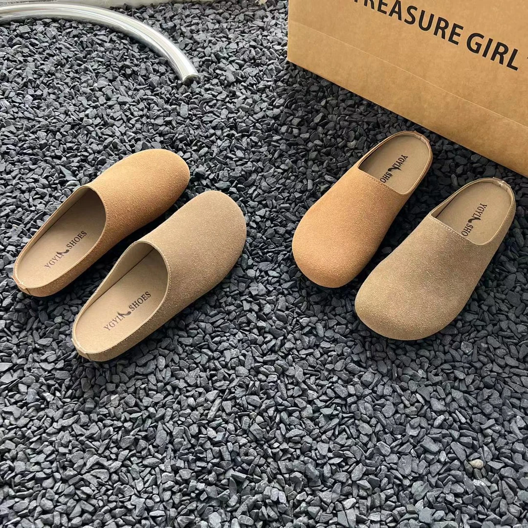 新款舒适外穿平底包头半拖穆勒勃肯女鞋