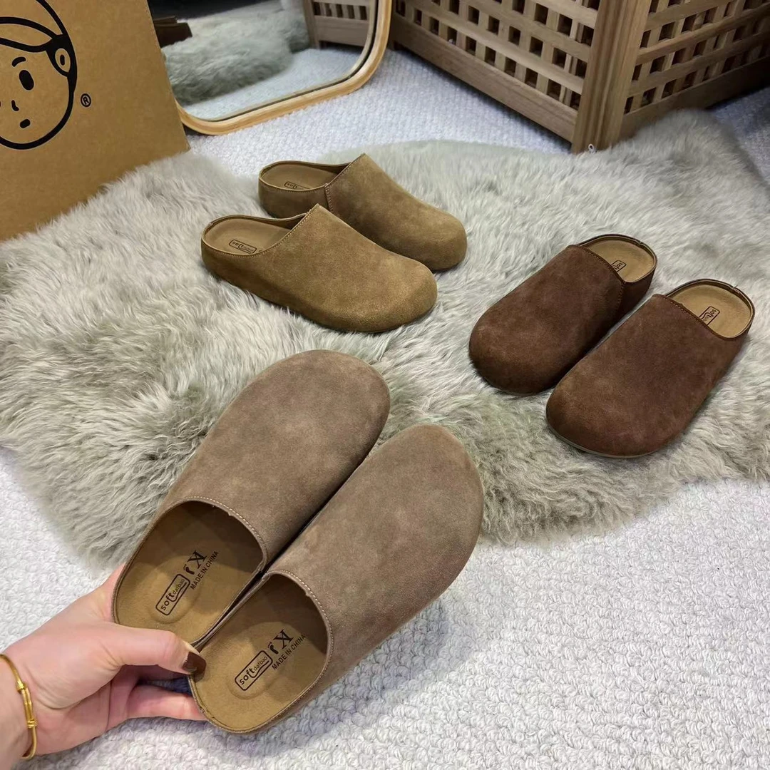 新款复古极简设计感包头半拖勃肯一脚蹬女鞋