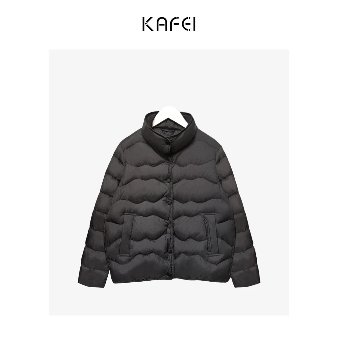 咖妃~ 【潜力股】90鸭绒 立领轻薄按扣简约洋气高级感羽绒服外套