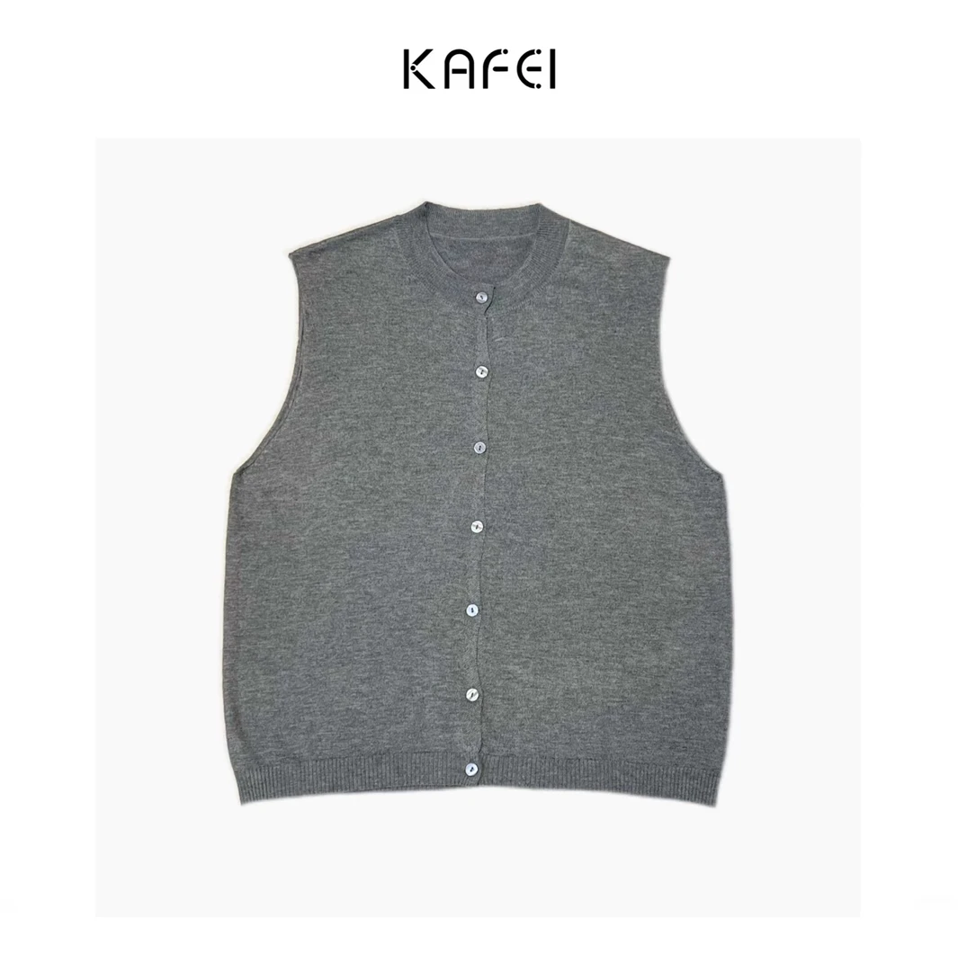 咖妃~【十里香】初春休闲气质V领马甲开衫 高级百搭宽松针织马夹