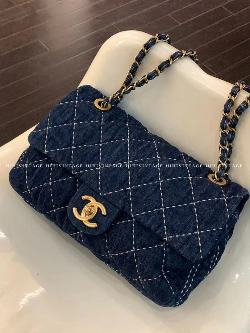 99新  HIHI/Chanel 外缝线牛仔CF斜挎包/8325457
