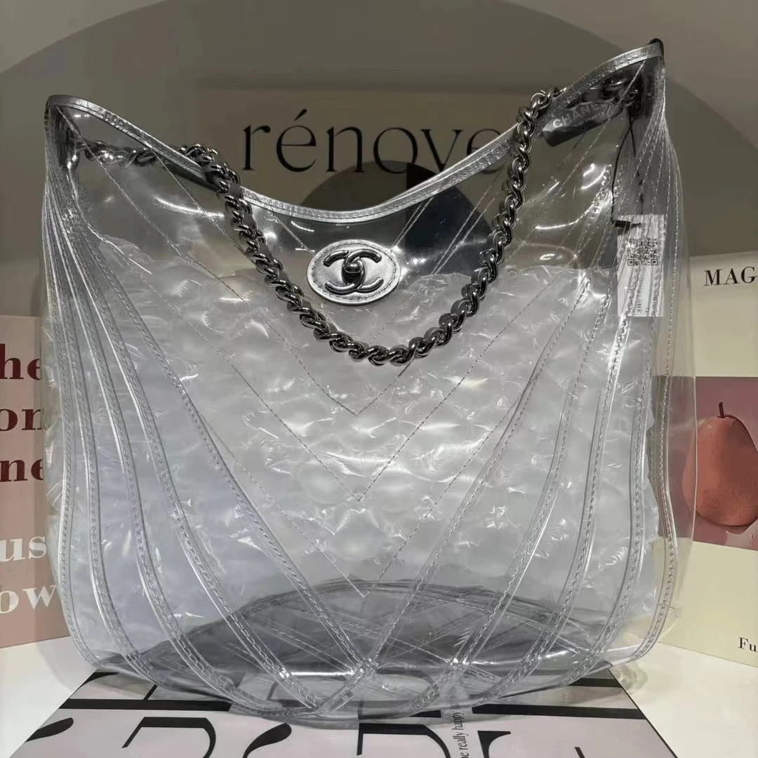 95新  HIHI/Chanel 透明pvc水桶链条包/9063486