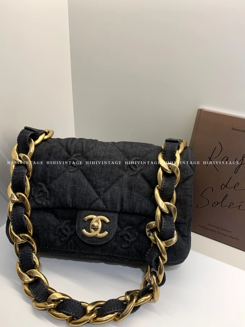 全新未使用 Chanel/香奈儿 HIHI/牛仔丹宁粗链条包 芯片款6890919