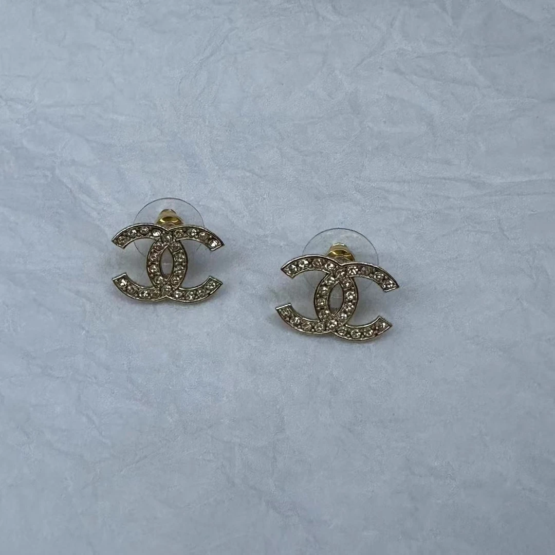 99新  HIHI/Chanel 23K 双C镶钻耳钉/8546435