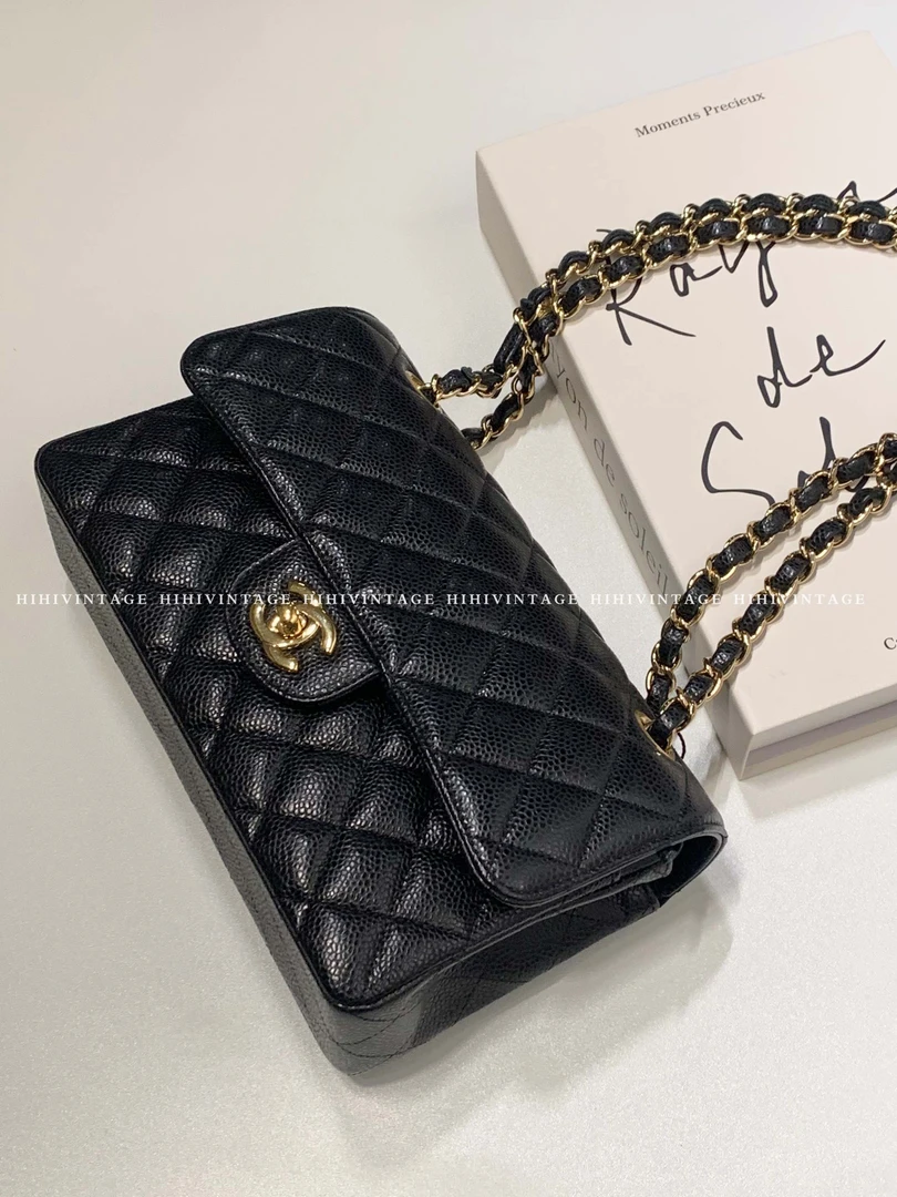 99新 Chanel/香奈儿 HIHI/Chanel 黑金荔枝纹小号CF 30开